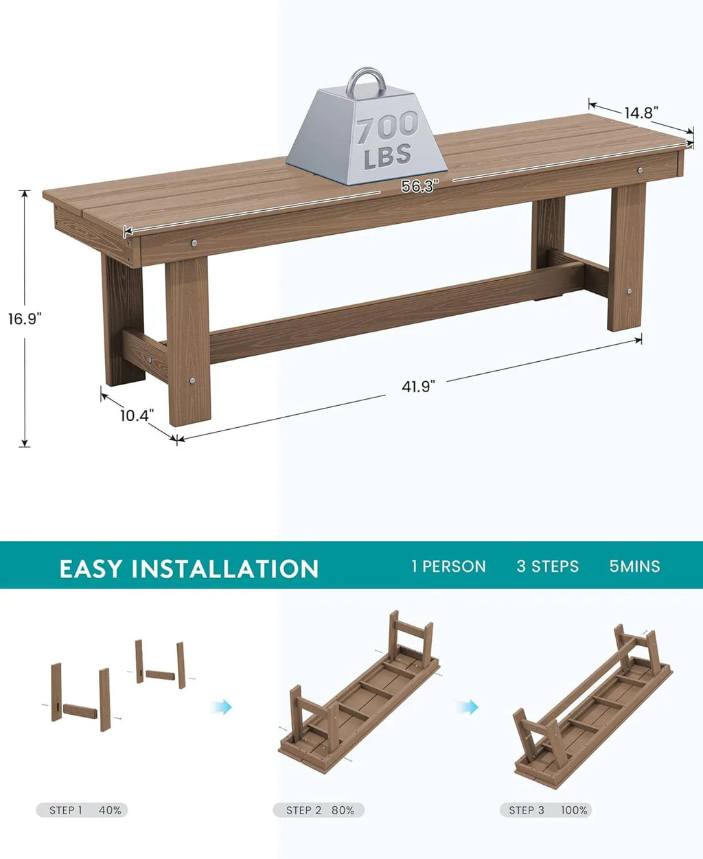 SERWALL 7-Piece Patio Table Set, Outdoor HDPE Dining Furniture with Umbrella Hole, All Weather Table and Chairs for Lawn, Garden, Poolside, Aruba