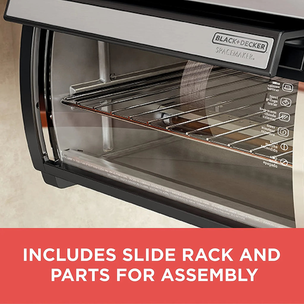 BLACK+DECKER SpaceMaker Under-Counter Toaster Oven, Digital Controls, Black/Stainless Steel, Fits 9锟芥?锟斤拷 Pizza, TROS1000D