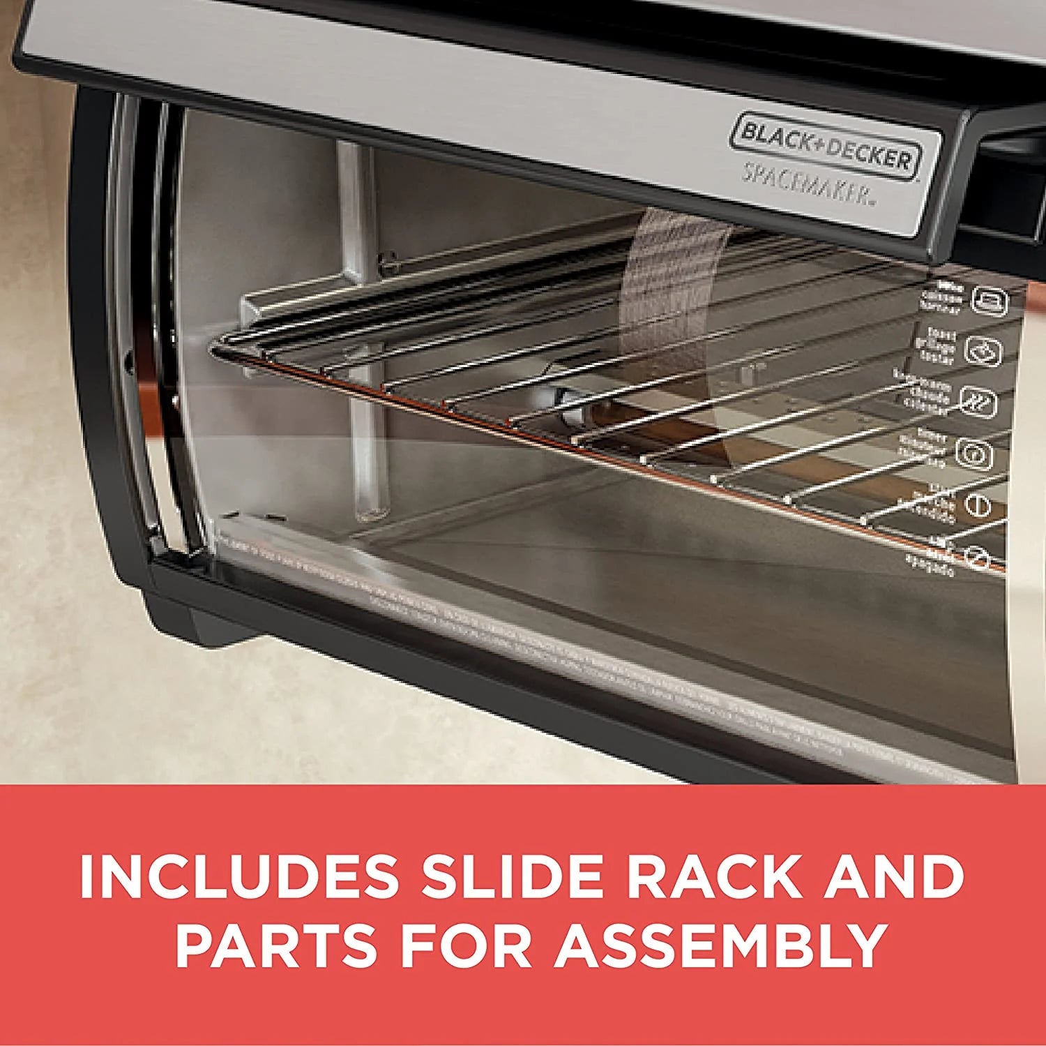 BLACK+DECKER SpaceMaker Under-Counter Toaster Oven, Digital Controls, Black/Stainless Steel, Fits 9锟芥?锟斤拷 Pizza, TROS1000D