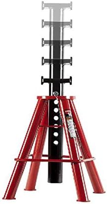 10-Ton Medium Height Pin Type Jack Stands, Pair, Red