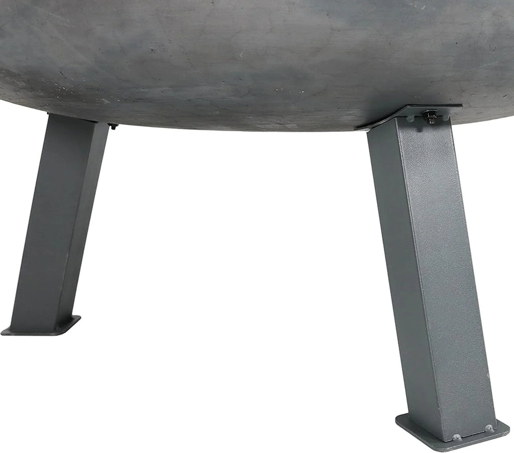 34-Inch Rustic Cast Iron Outdoor Raised Fire Pit Bowl with Handles - Oxidized Finish