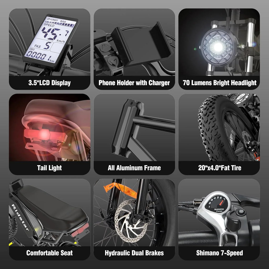 Electric Bike Q20, 2000W, 37Mph, 20 Fat Tires