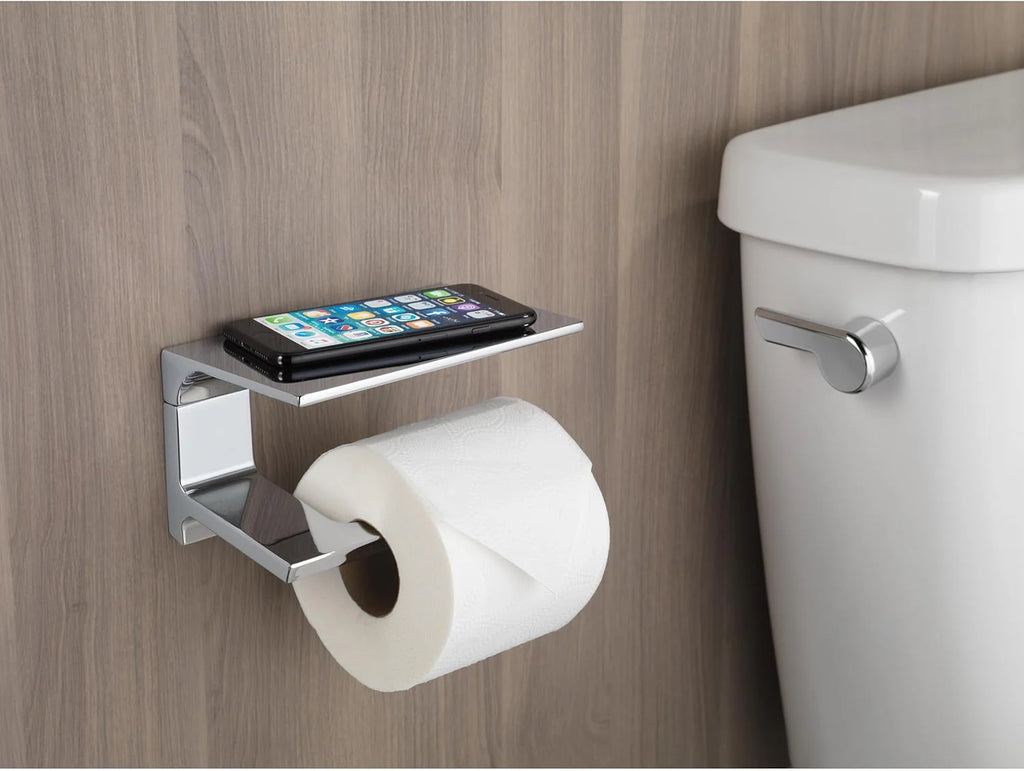Pivotal Toilet Paper Holder With Shelf, Polished Nickel, Bathroom Accessories, 79956-PN