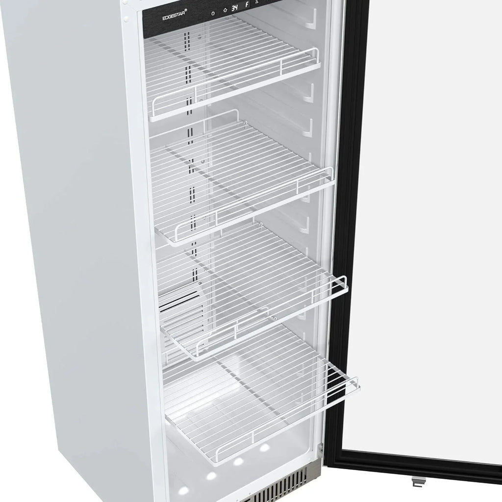 EdgeStar VBM101 22 Wide 10.1 Cu. Ft. Commercial Beverage Merchandiser – Stainless Steel, Temp Alarm, Reversible Door