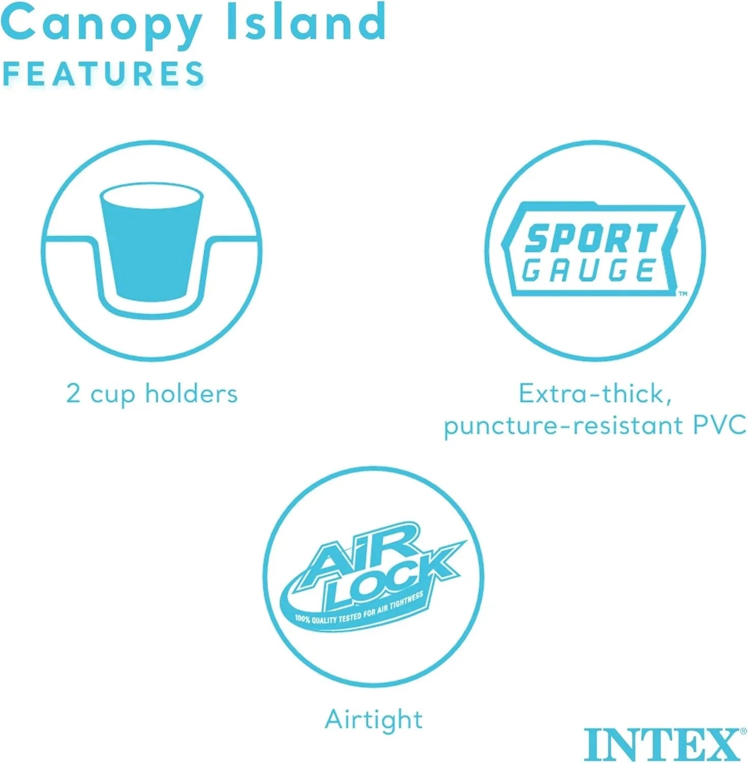 58292EP Canopy Island Inflatable Pool Float: Comfortable Lounge Surface Built-in Cup Holders Detachable Sunshade 440lb Max Weight Capacity 78.5 x 59