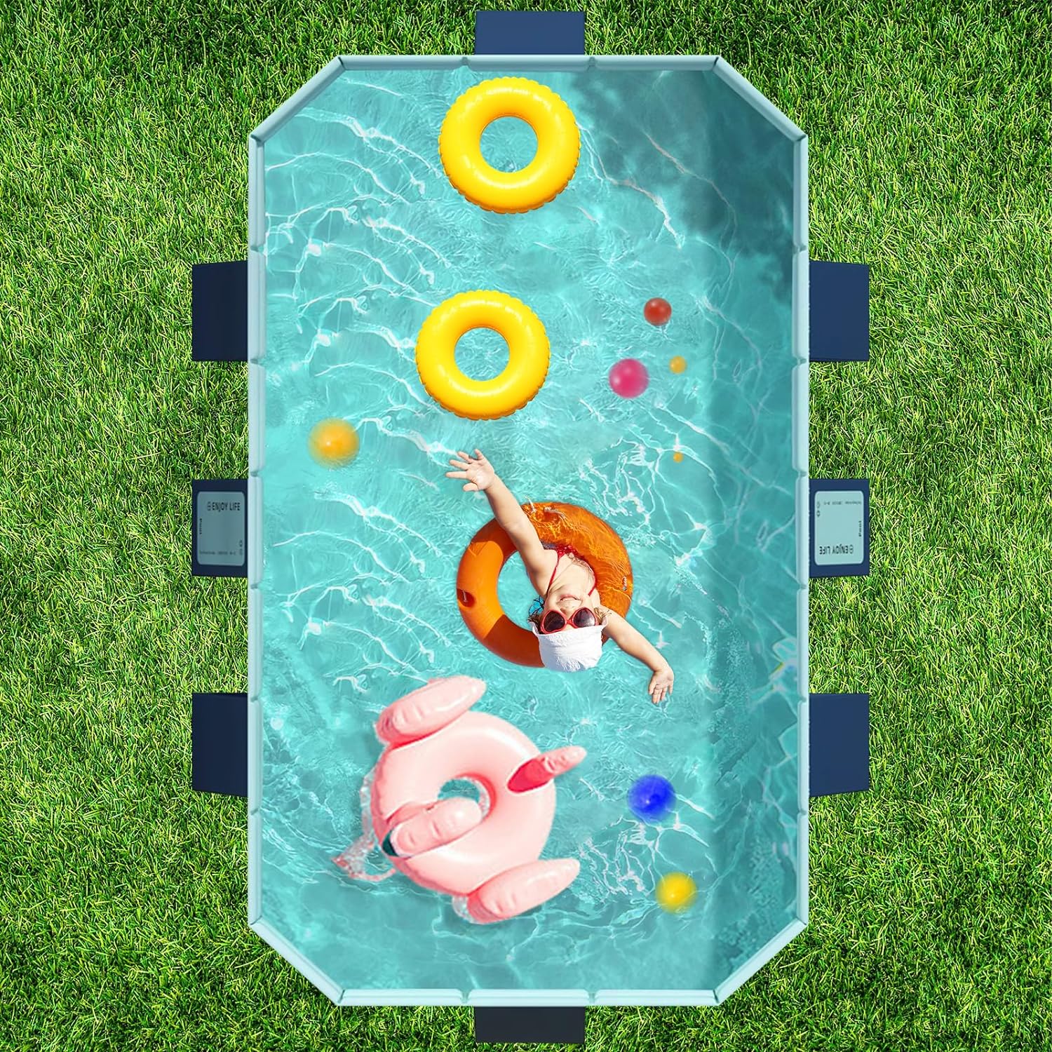 Foldable Non-Inflatable Kids' and Adults' Outdoor Swimming Pool - Hard Plastic Shell, Kid Pool for Backyard Dog Pools (158 x 76 x 20)