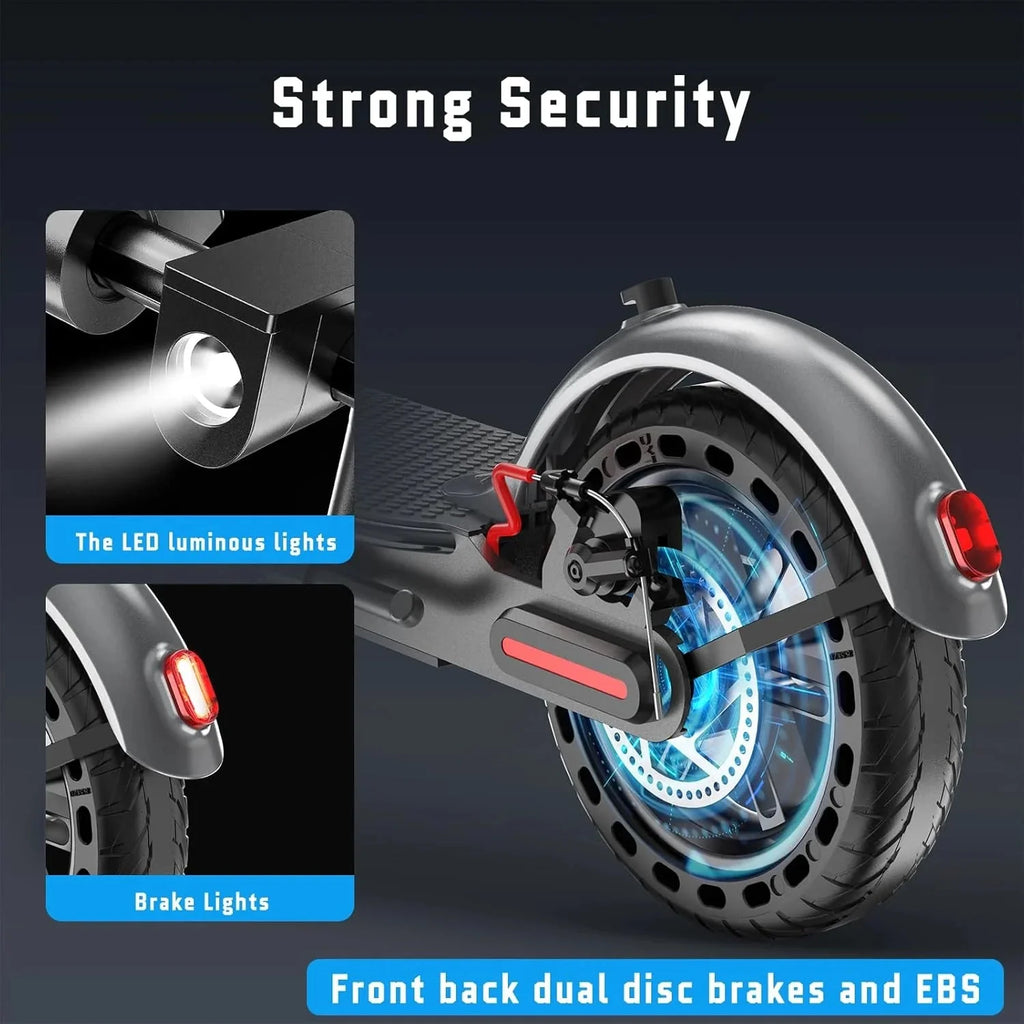 Electric Scooter - 8.5 Solid Tires, 350W Motor, Up to 19 MPH and 21-23 Miles Long-Range Portable Foldable Commuting Scooter for Adults with Double Braking System and App