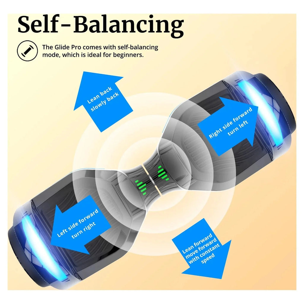 GOTRAX GLIDE PRO Bluetooth Hoverboard, 6.5 Wheels and 7 Colors Lights Self Balancing Scooters for 44 176lbs Kids Adults Silver