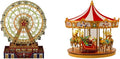 World's Fair Ferris Wheel Musical Animation Indoor Christmas Decor, 15, Gold & Very Merry Carousel Musical Animation Indoor Christmas Decor, 12, Red