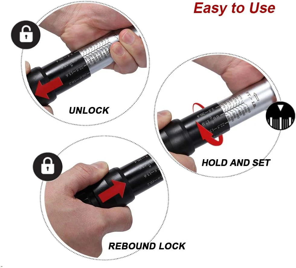 1-Inch Drive Click Torque Wrench, Dual-Scale Adjustable Torque Wrench Set with a Hex Key 200-1000ft.lb / 271-1356.7Nm